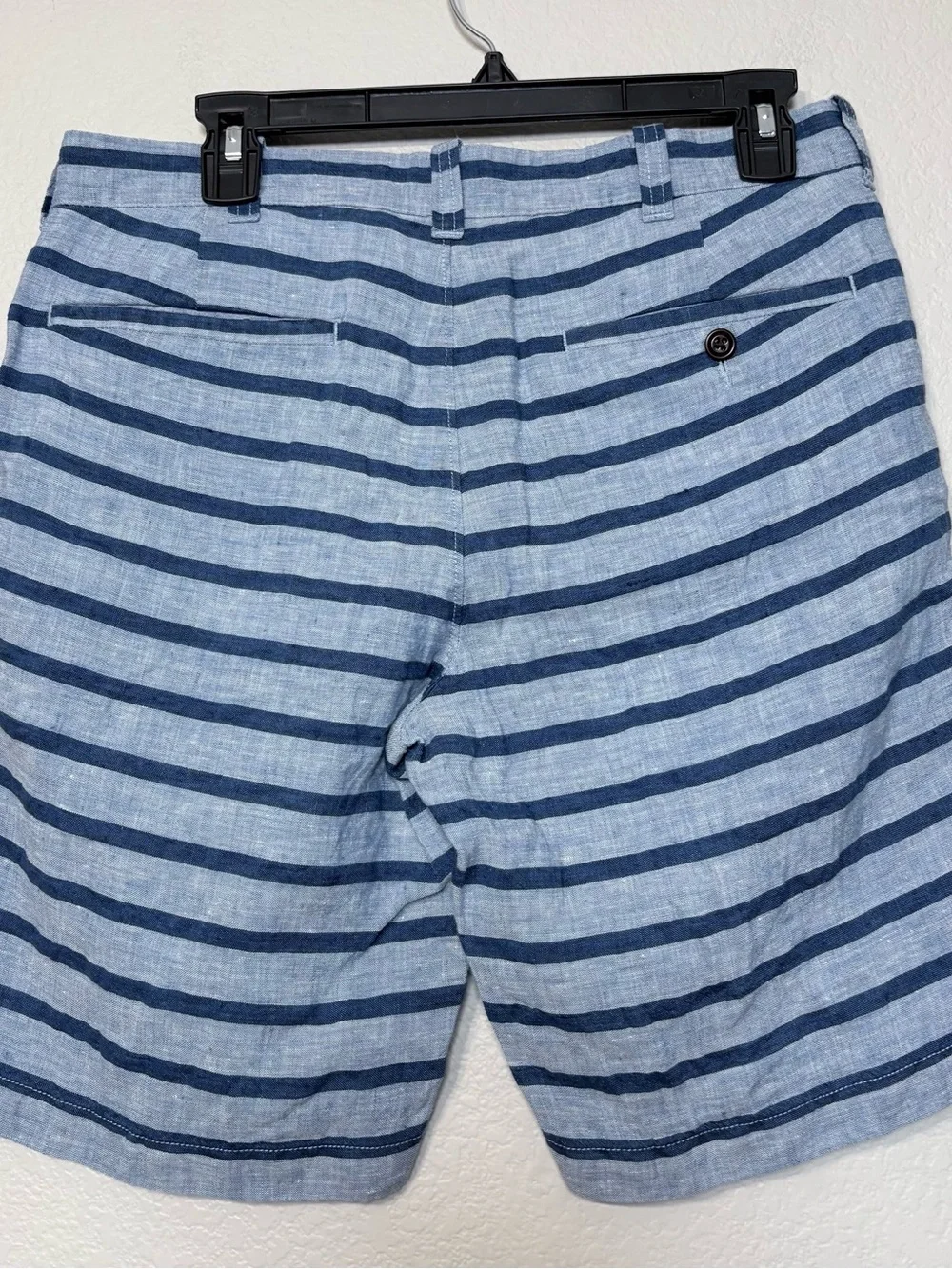 Men's J. Crew‎ Stanton Baird McNutt Irish Linen Blue Striped Casual Shorts 31